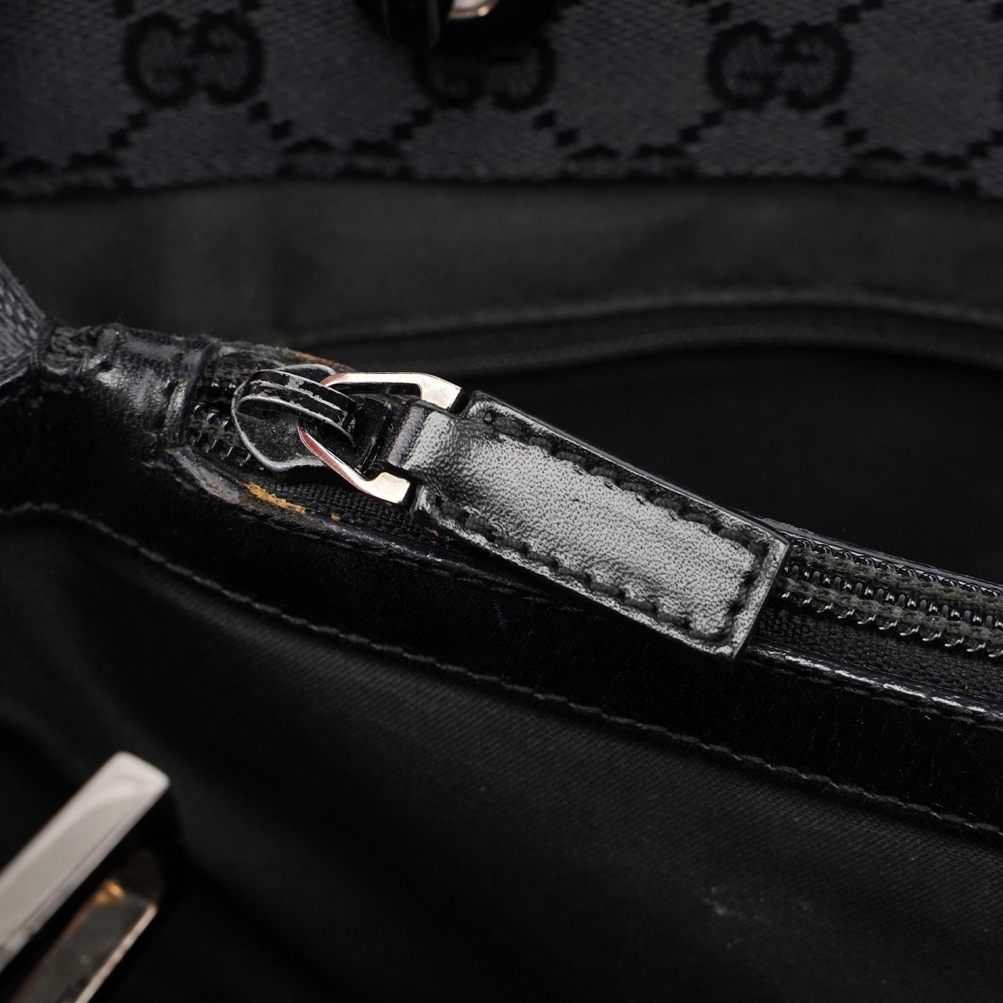 Black GG Bamboo 2-Way Tote Bag