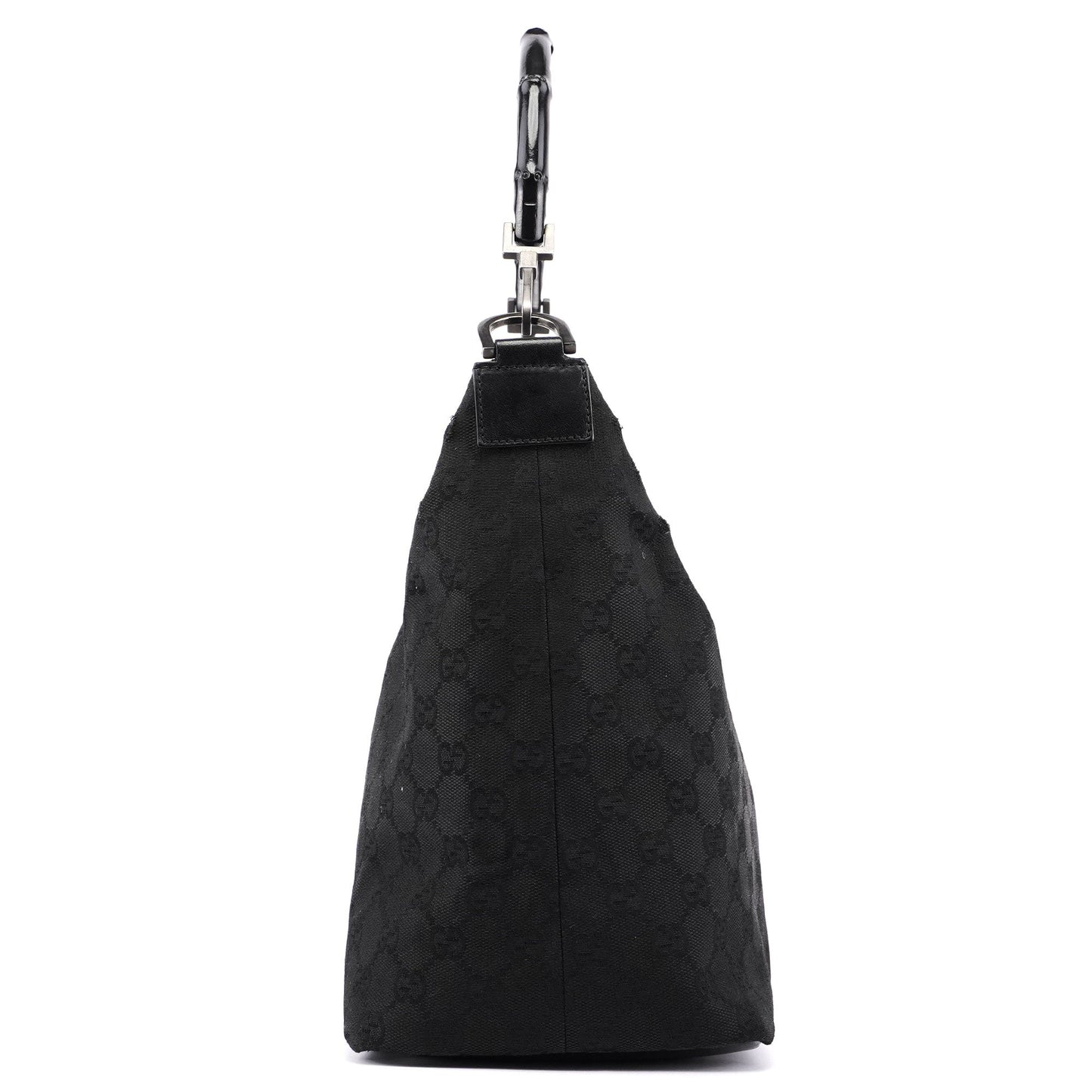 Black GG Bamboo Hobo Shoulder Bag