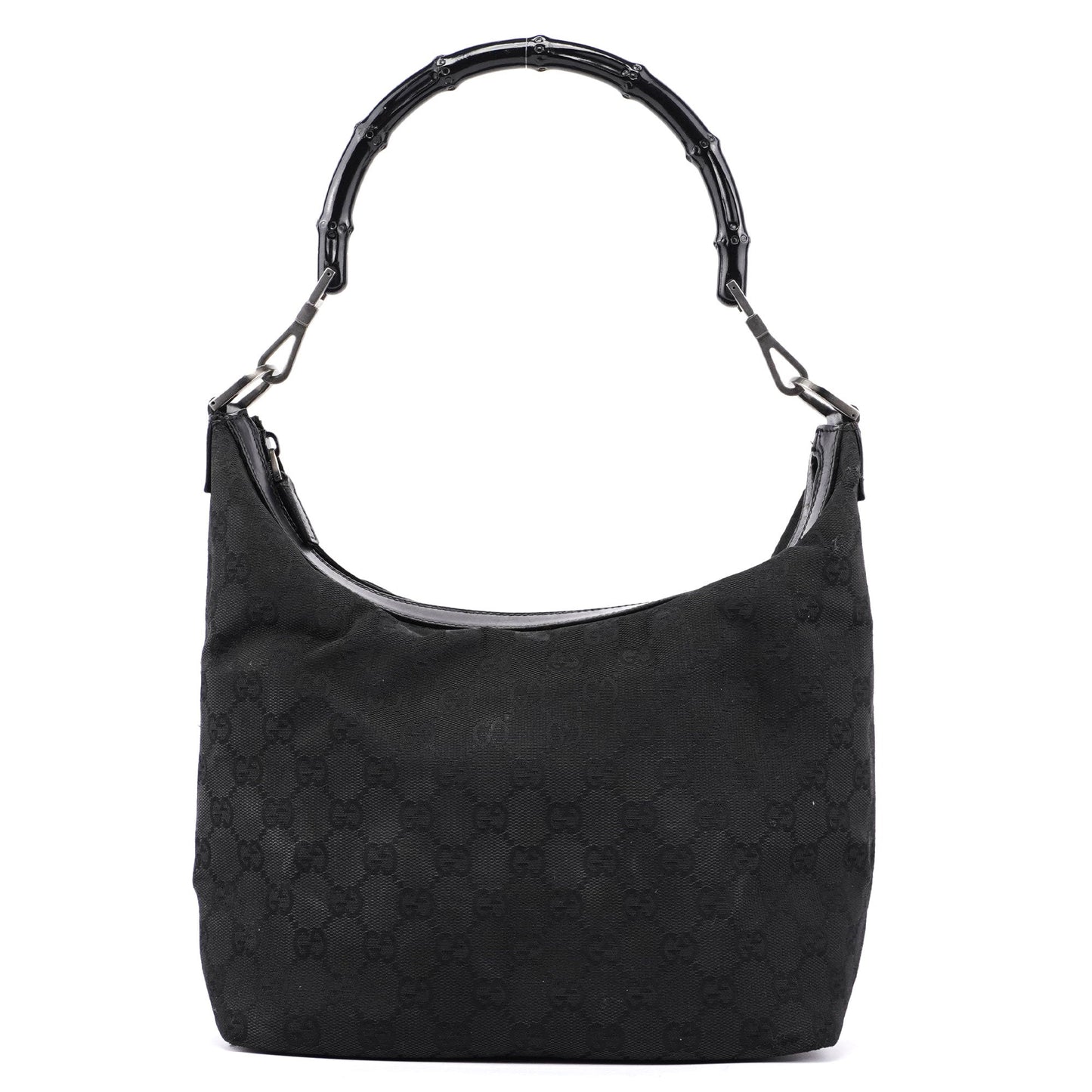 Black GG Bamboo Hobo Shoulder Bag