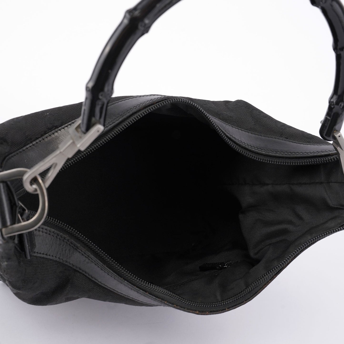 Black GG Bamboo Hobo Shoulder Bag
