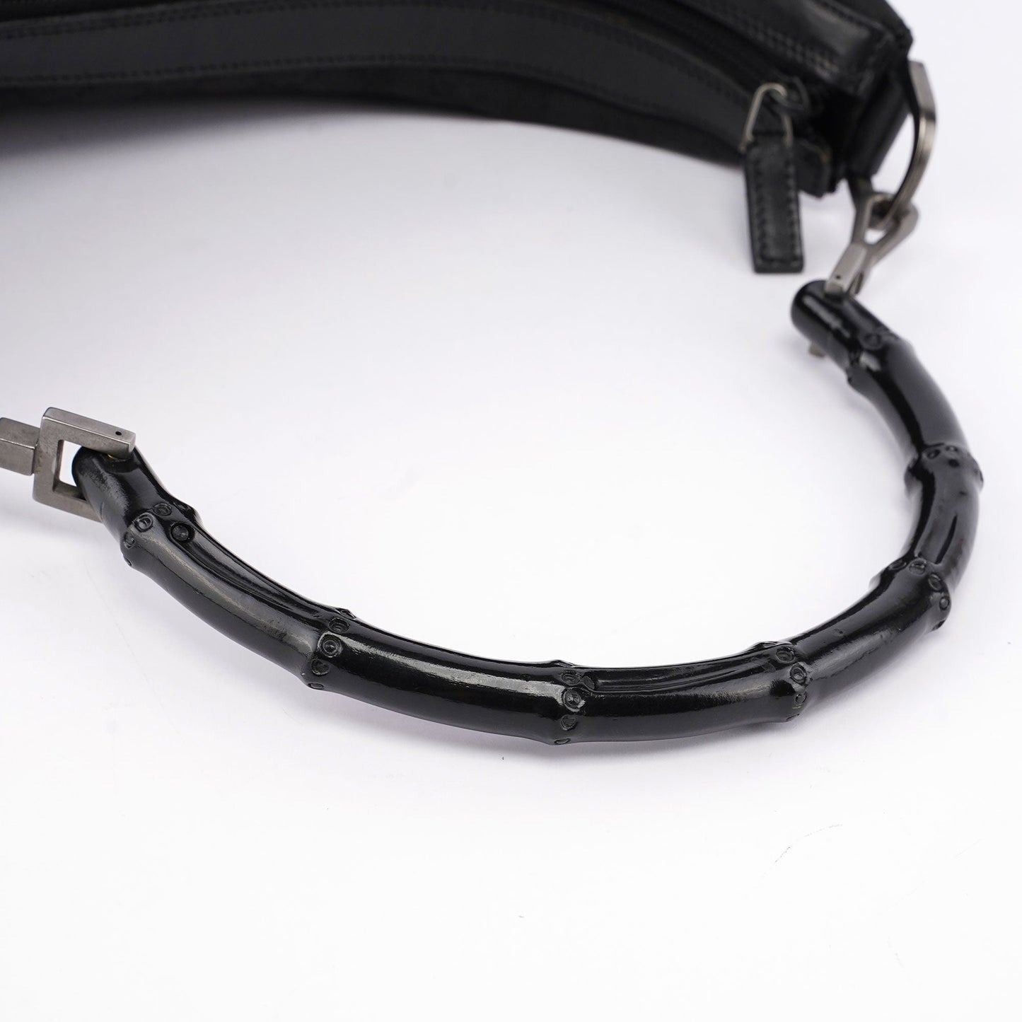 Black GG Bamboo Hobo Shoulder Bag