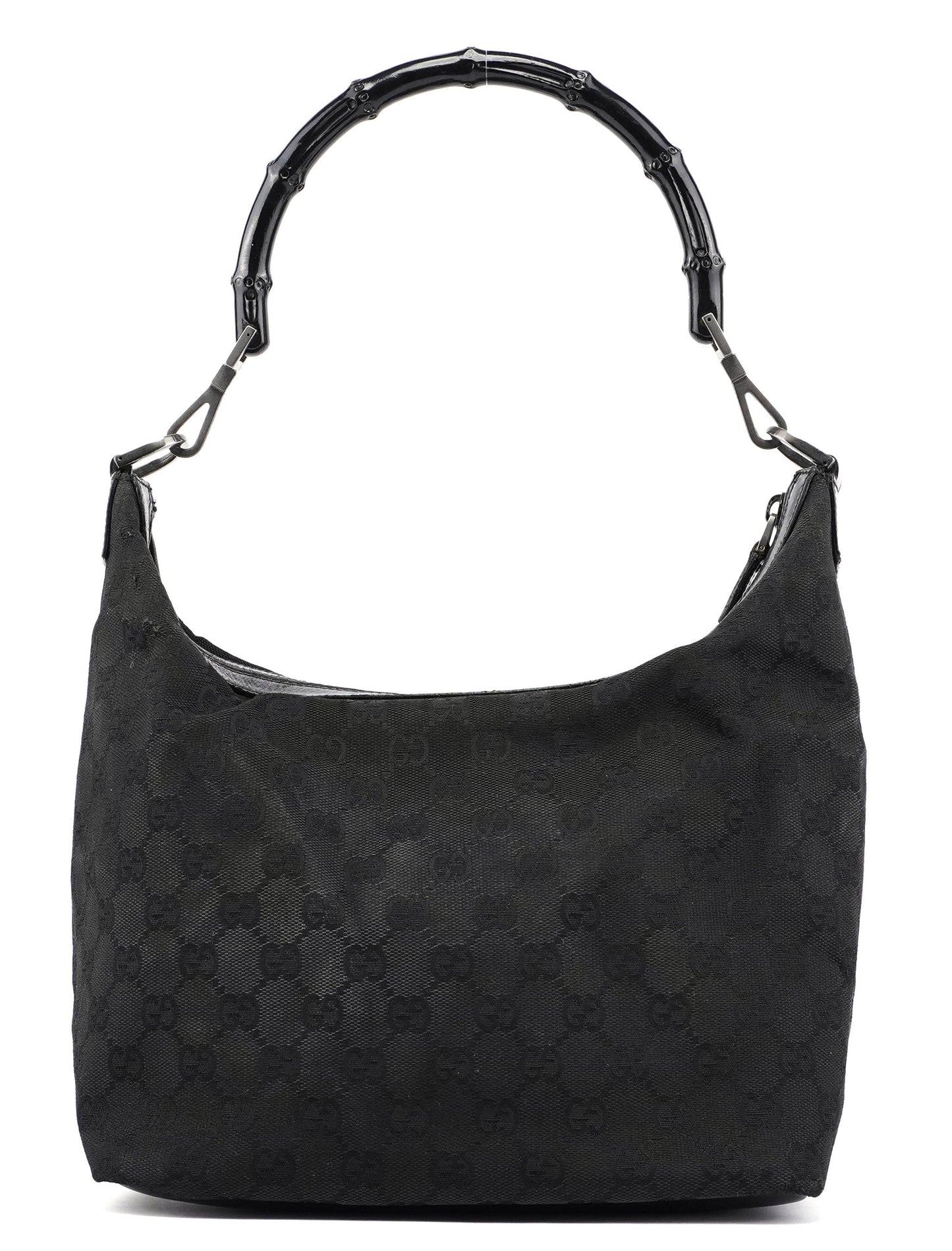 Black GG Bamboo Hobo Shoulder Bag