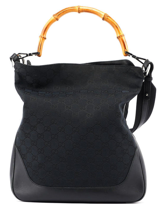 Black GG Bamboo Shoulder Bag 2-Way