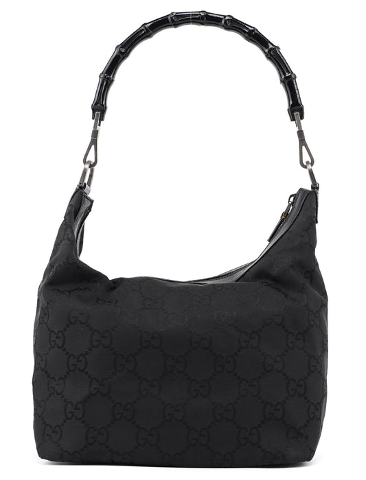 Black GG Bamboo Shoulder Bag