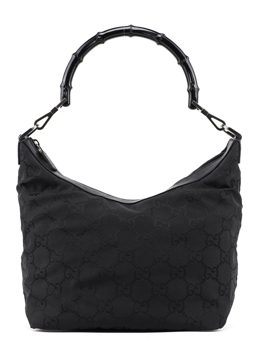 Black GG Bamboo Shoulder Bag