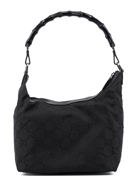 Black GG Bamboo Shoulder Bag