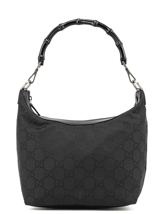 Black GG Bamboo Shoulder Bag