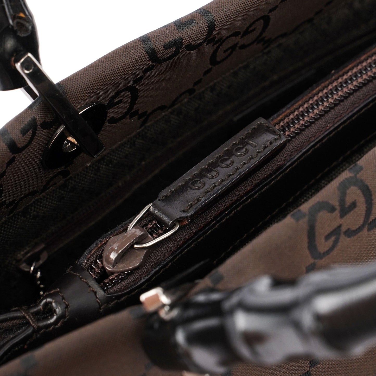 Black GG Bamboo Tote