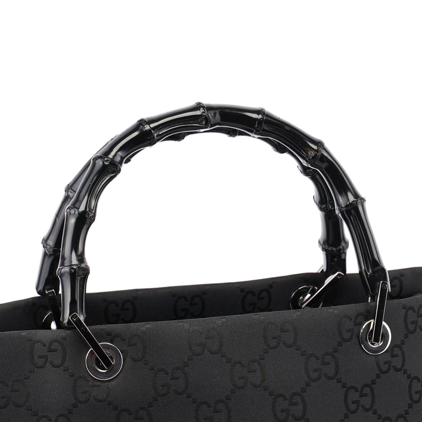 Black GG Bamboo Tote