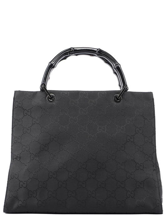 Black GG Bamboo Tote