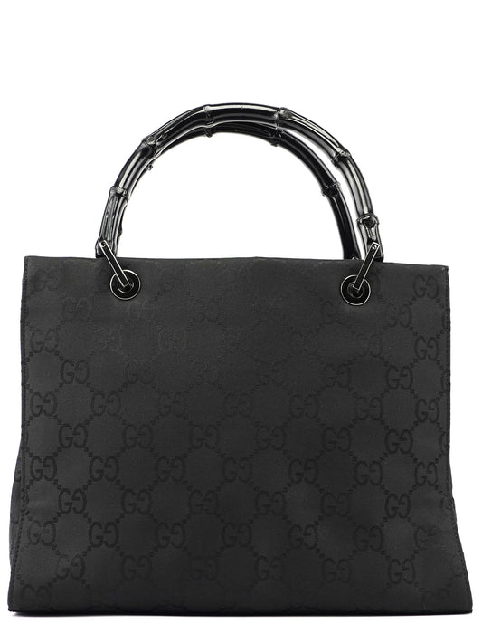 Black GG Bamboo Tote