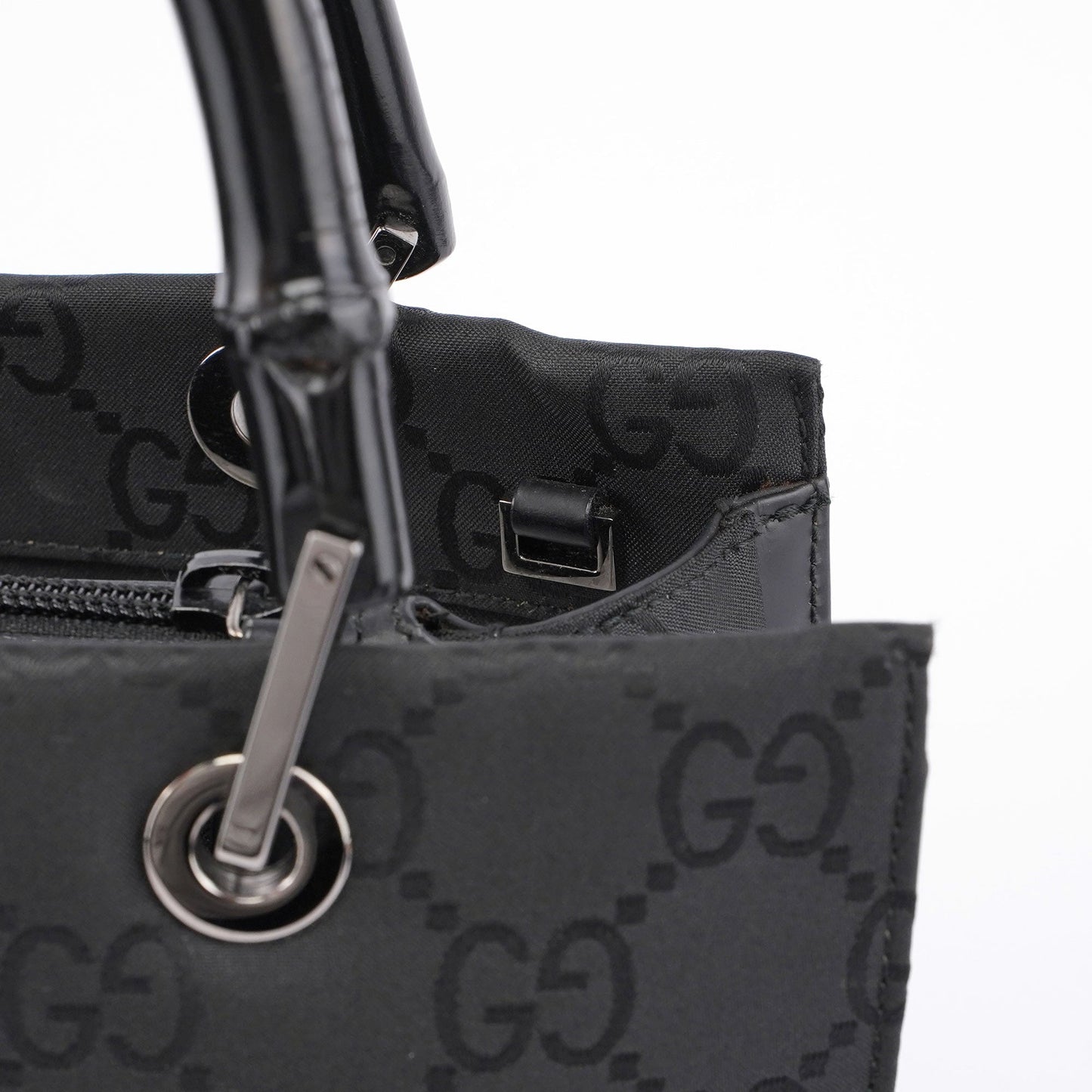 Black GG Bamboo Tote