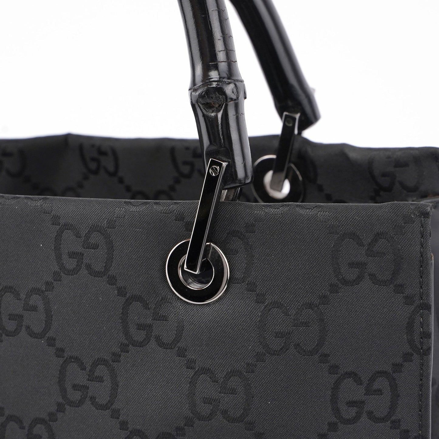 Black GG Bamboo Tote