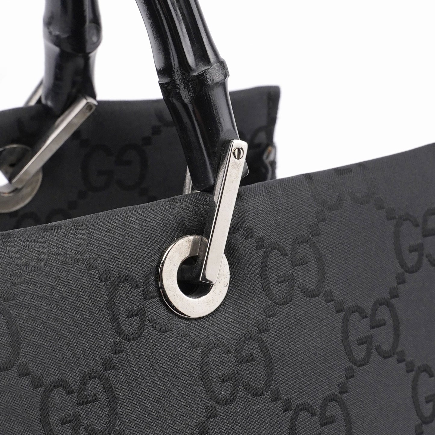Black GG Bamboo Tote