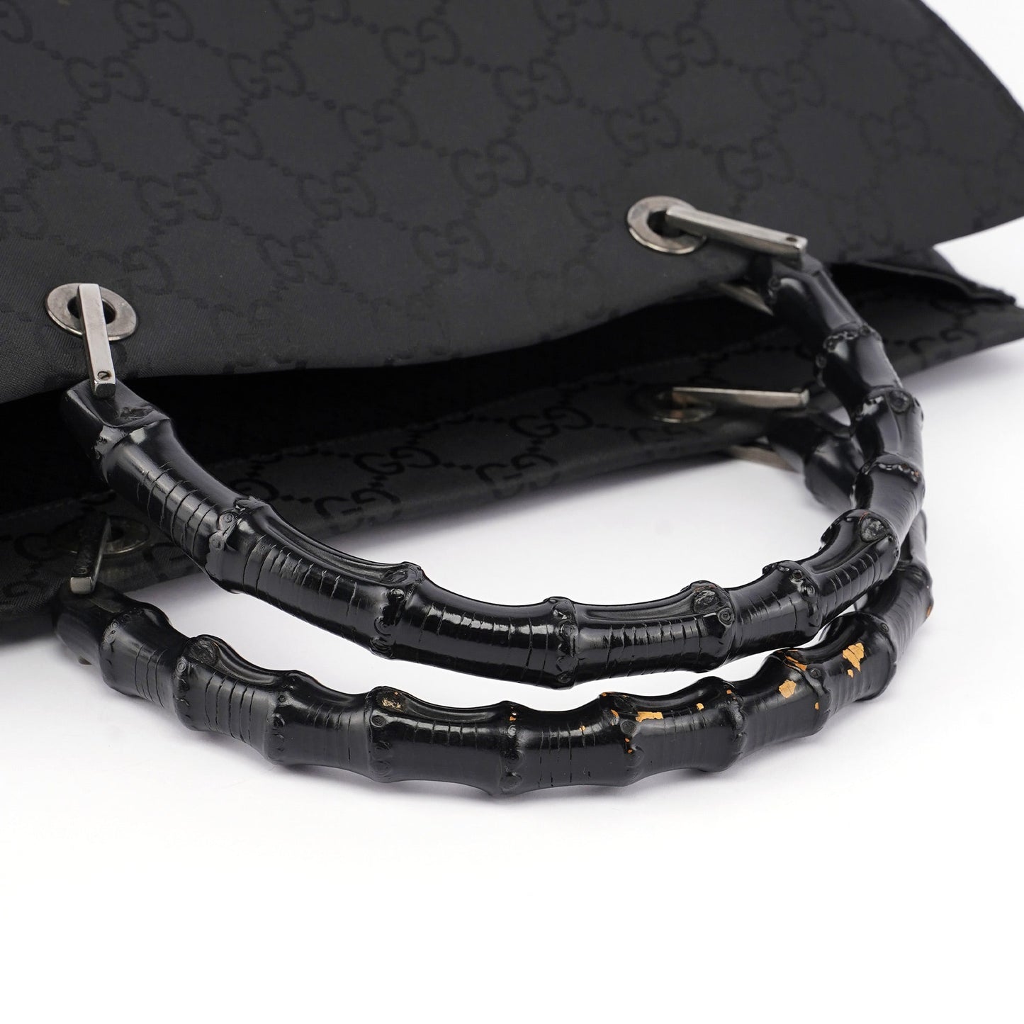 Black GG Bamboo Tote
