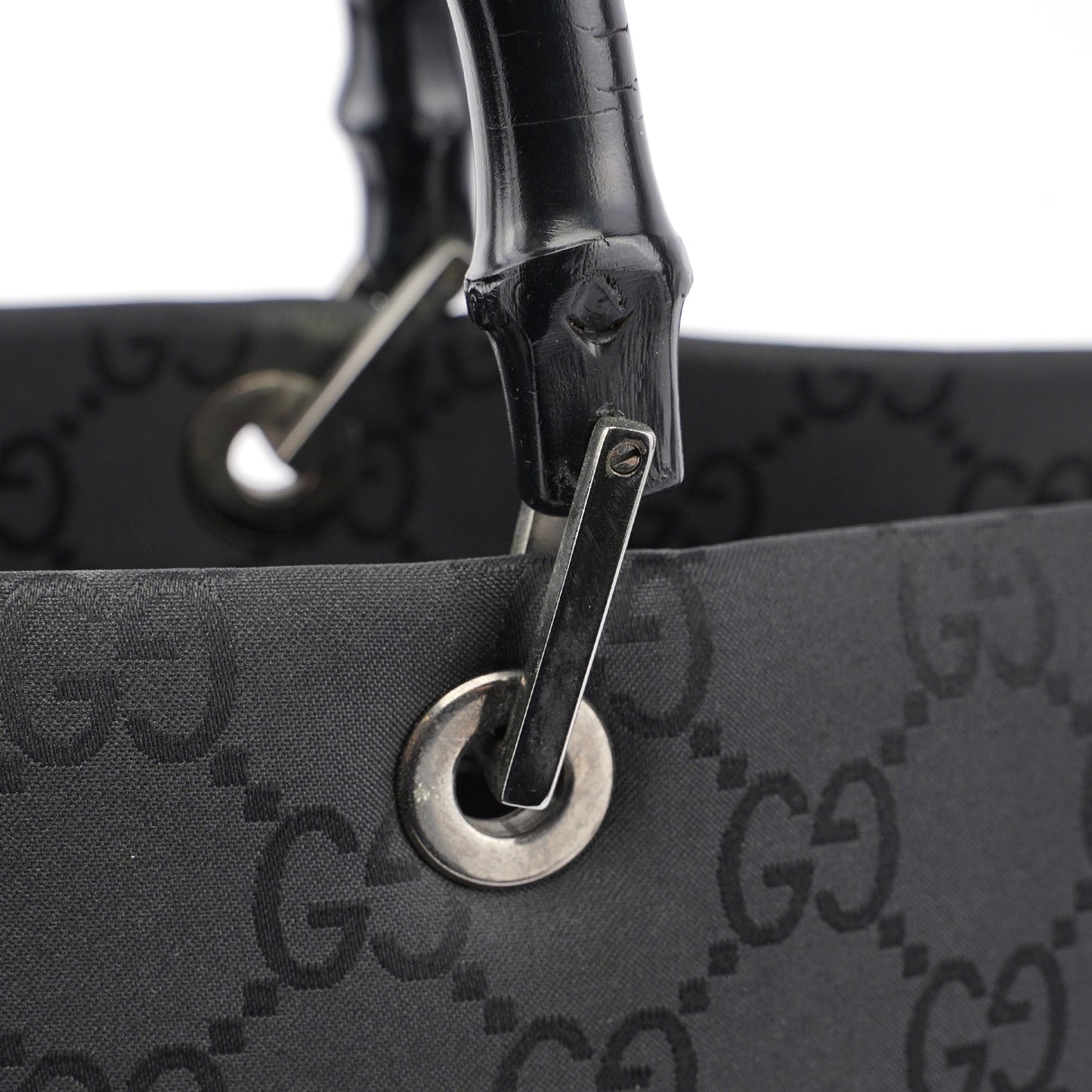 Black GG Bamboo Tote