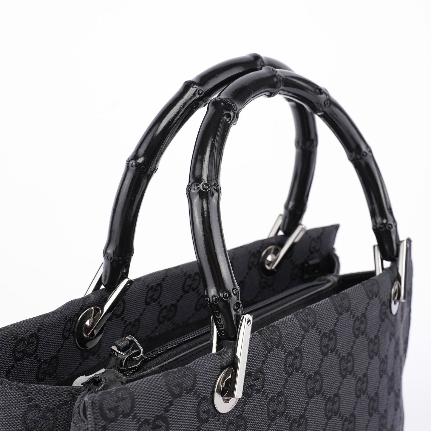 Black GG Bamboo Tote