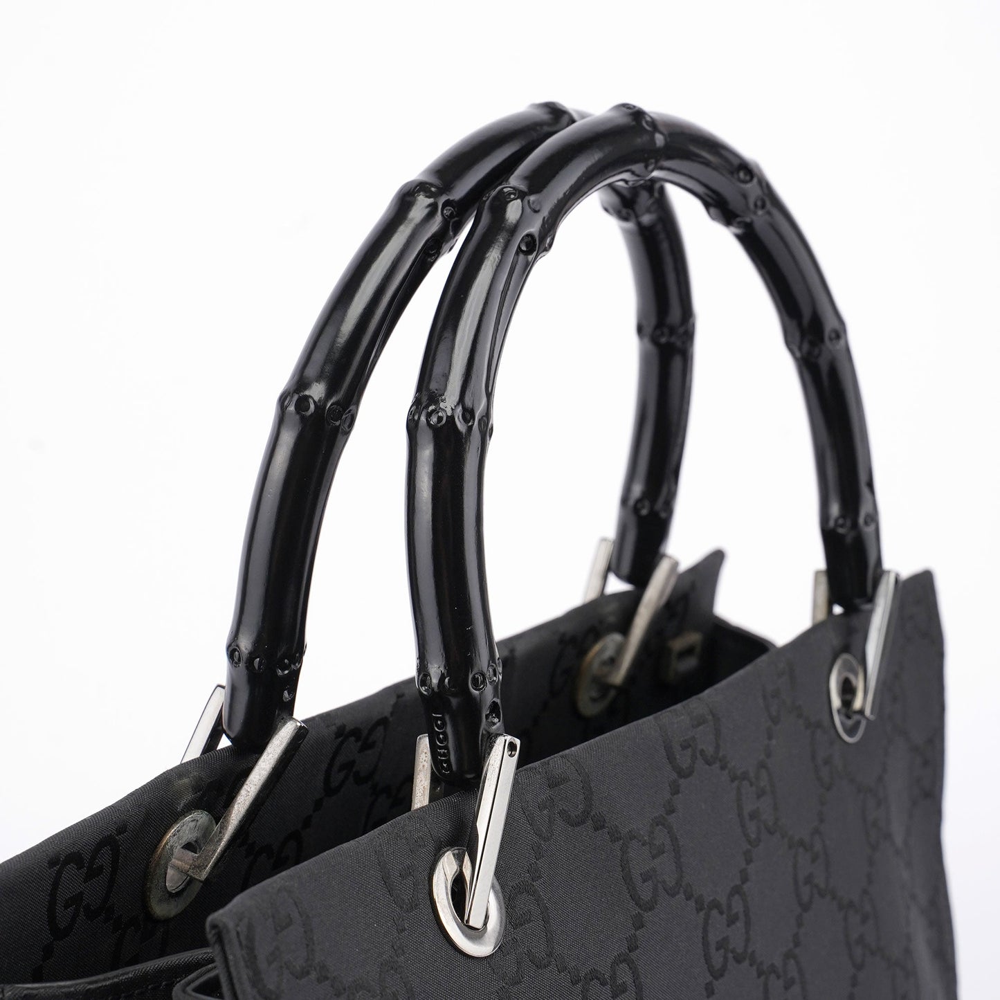 Black GG Bamboo Tote