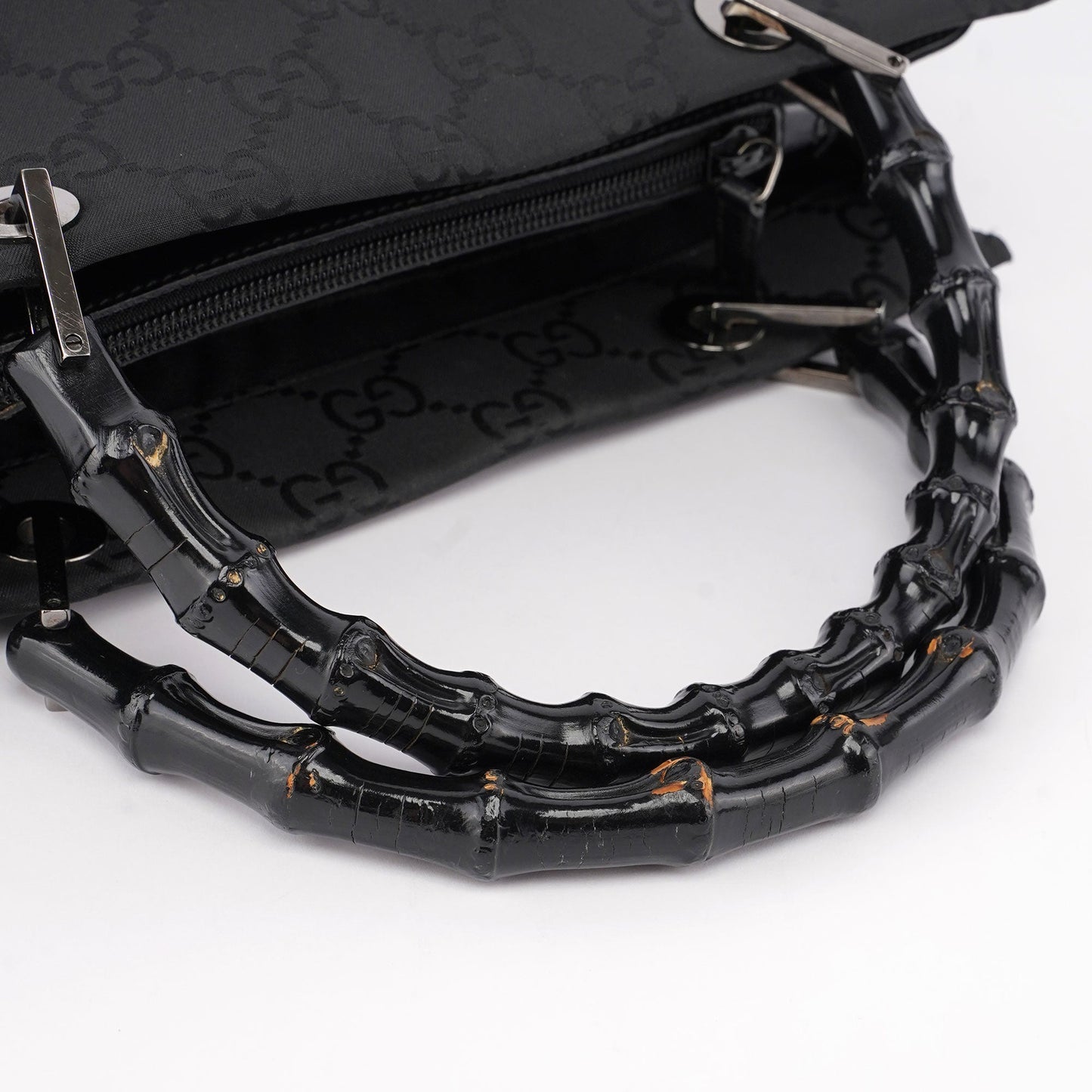 Black GG Bamboo Tote