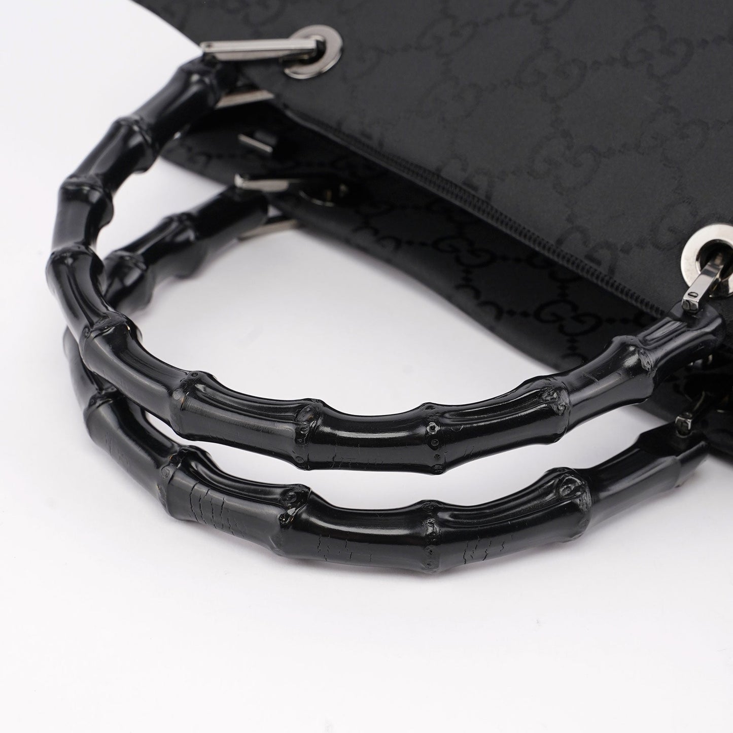 Black GG Bamboo Tote