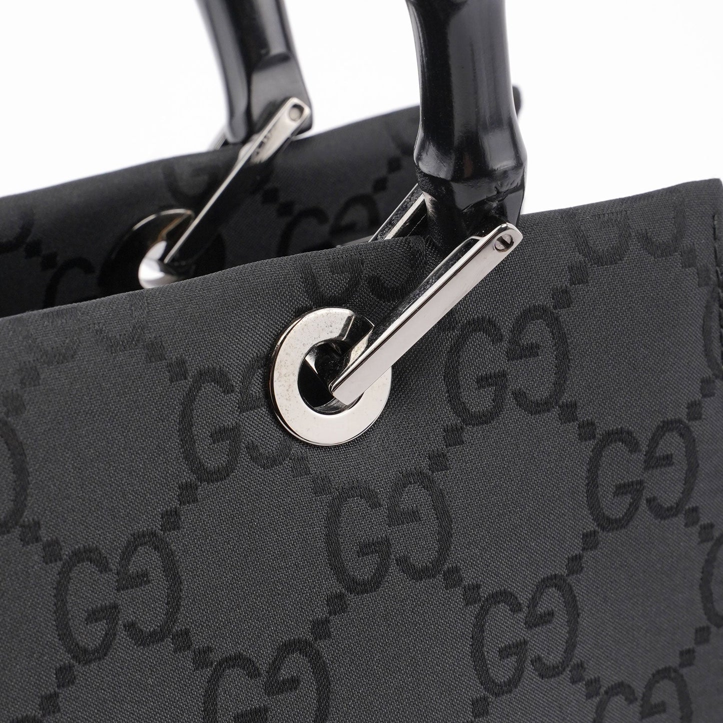Black GG Bamboo Tote