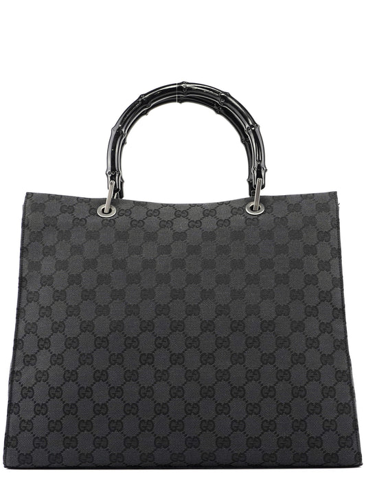 Black GG Bamboo Tote