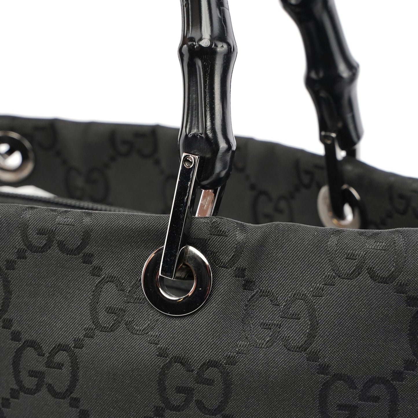 Black GG Bamboo Tote Bag