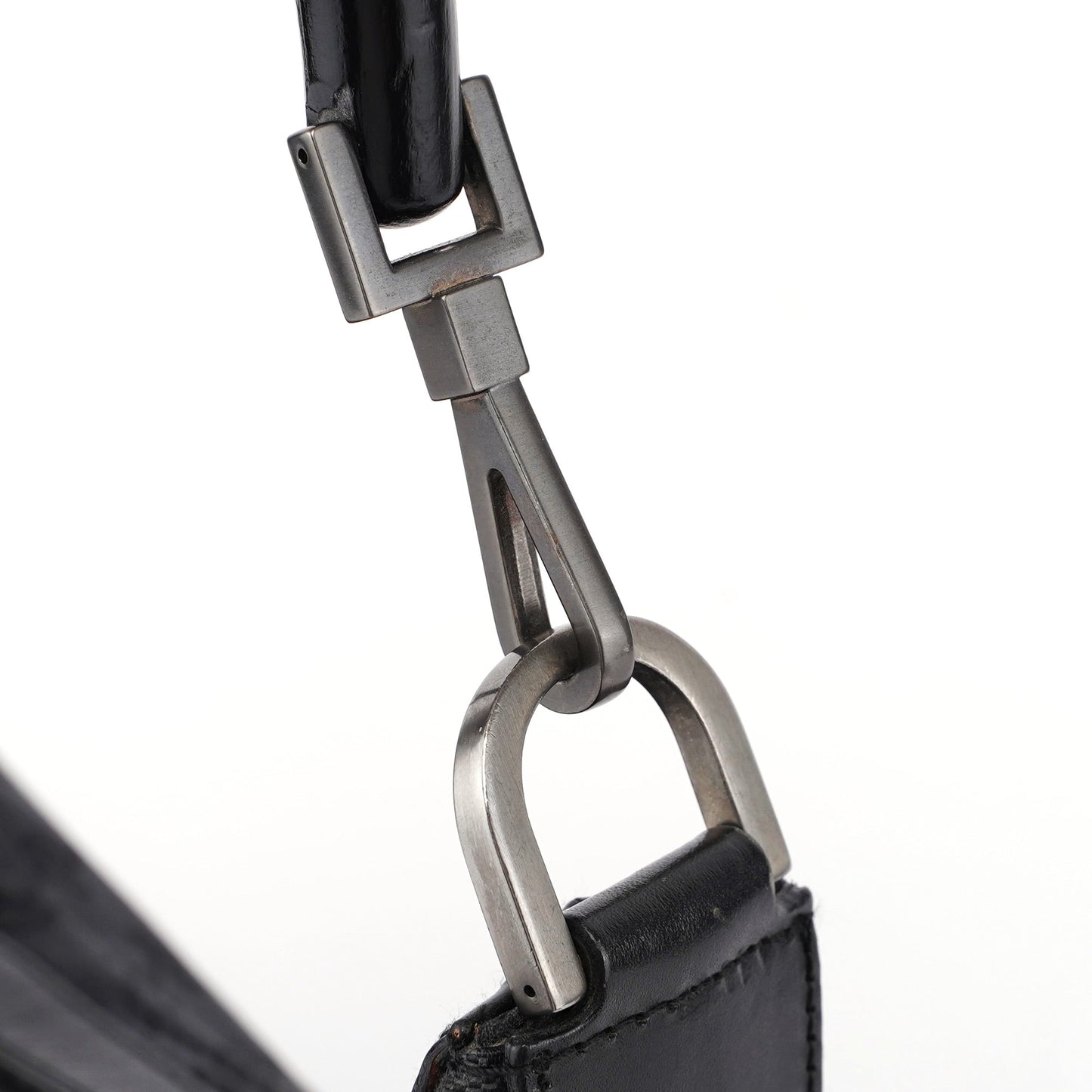 Black GG Canvas Bamboo Shoulder Bag