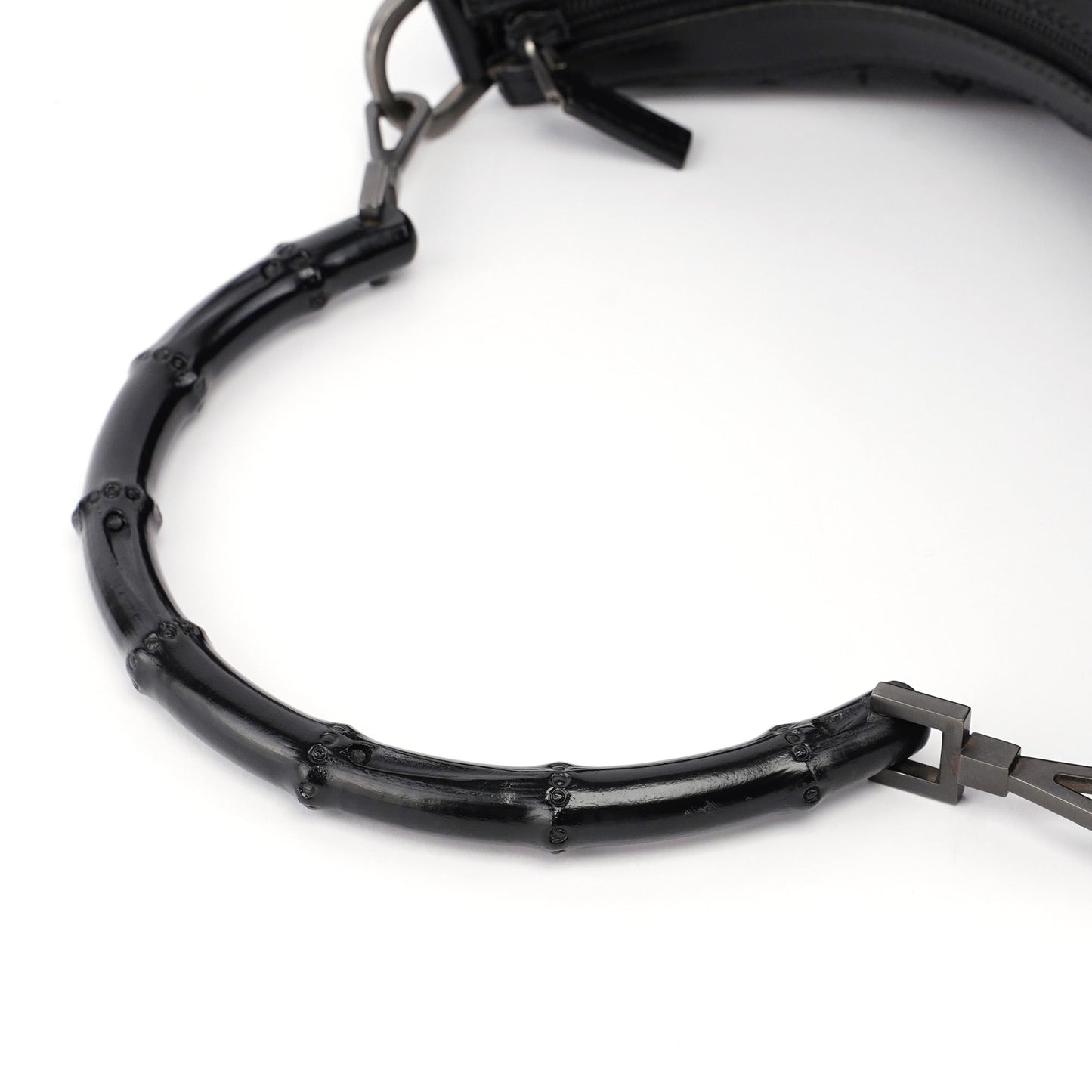 Black GG Canvas Bamboo Shoulder Bag