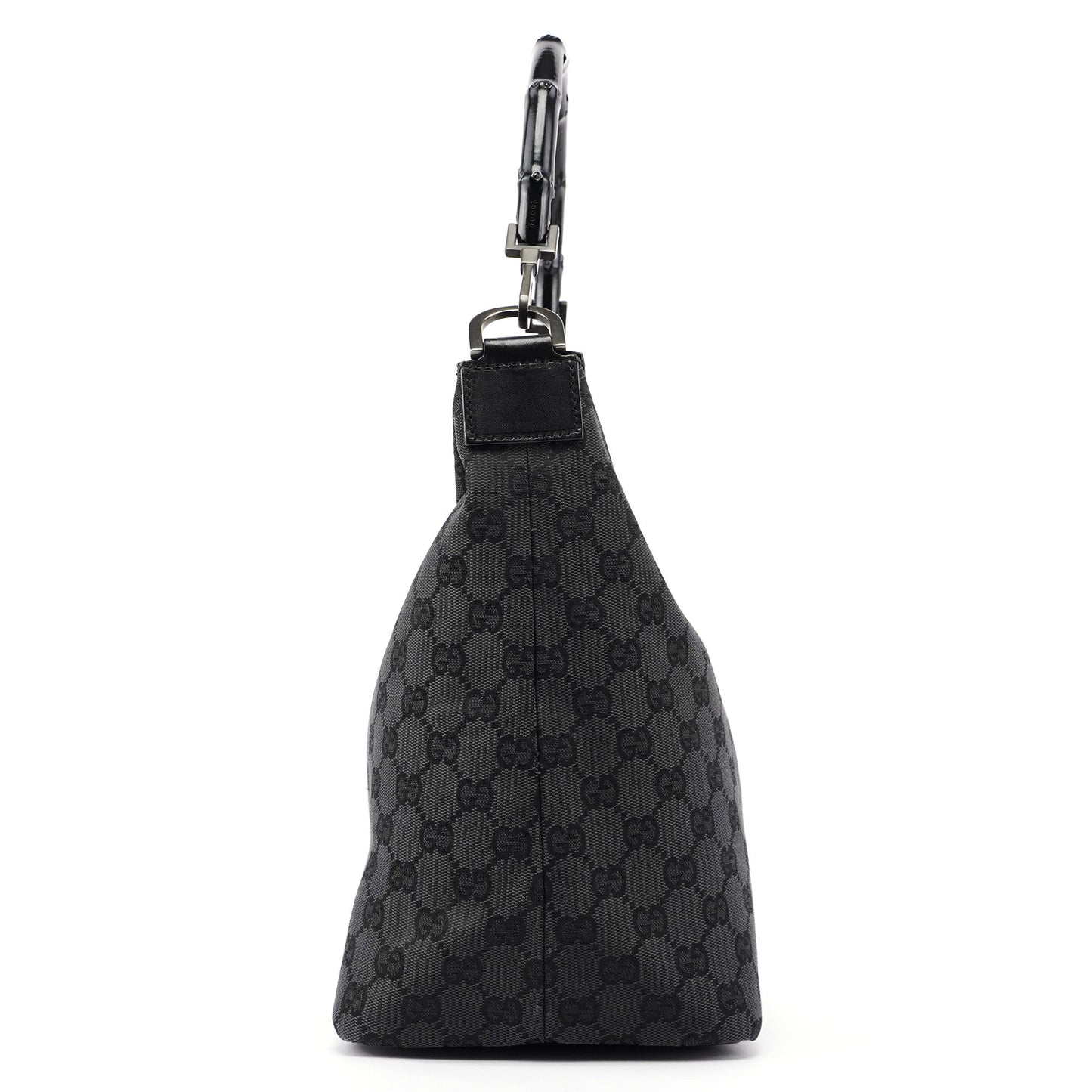 Black GG Canvas Bamboo Shoulder Bag