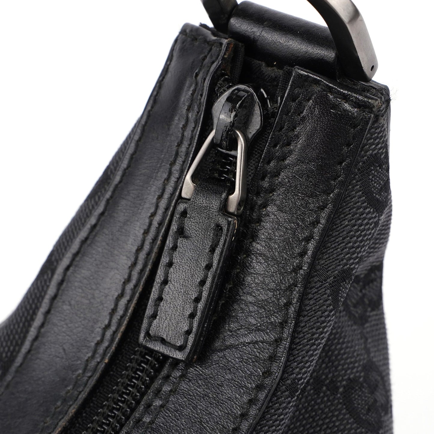 Black GG Canvas Bamboo Shoulder Bag