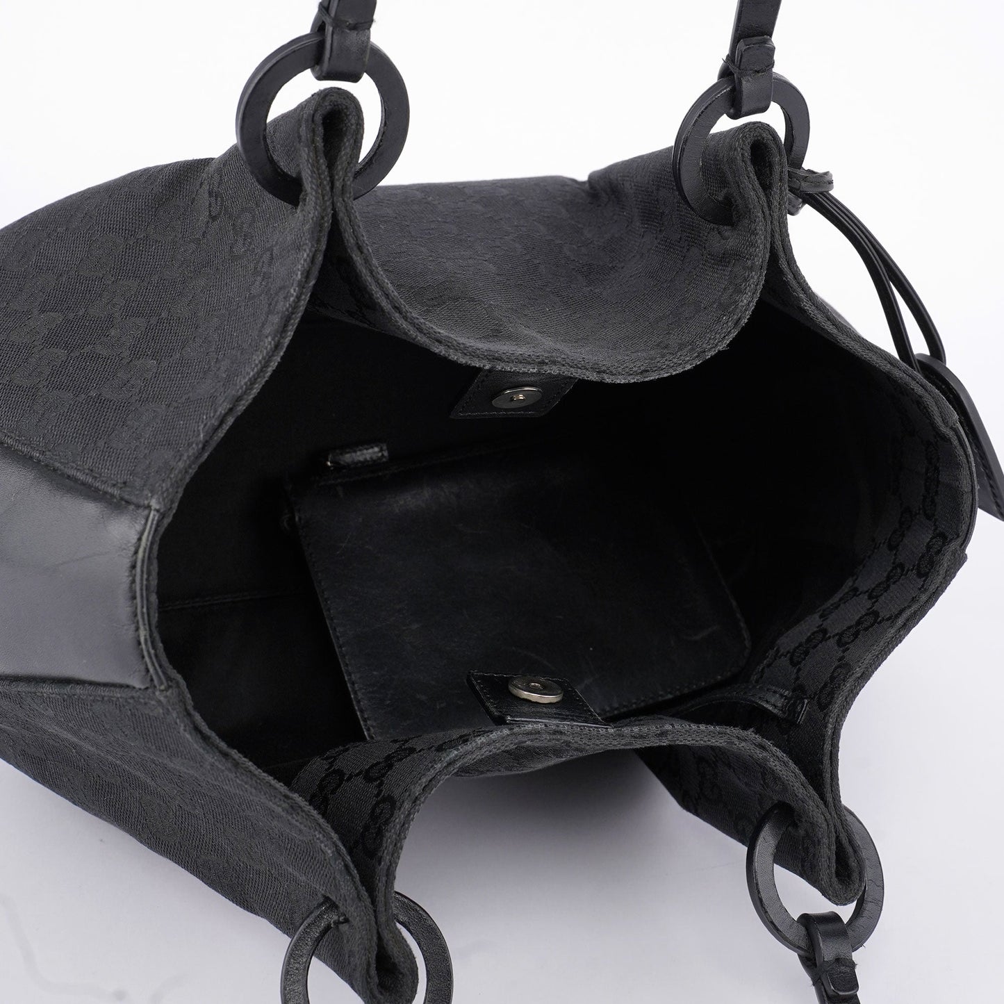 Black GG Canvas Calfskin Tote