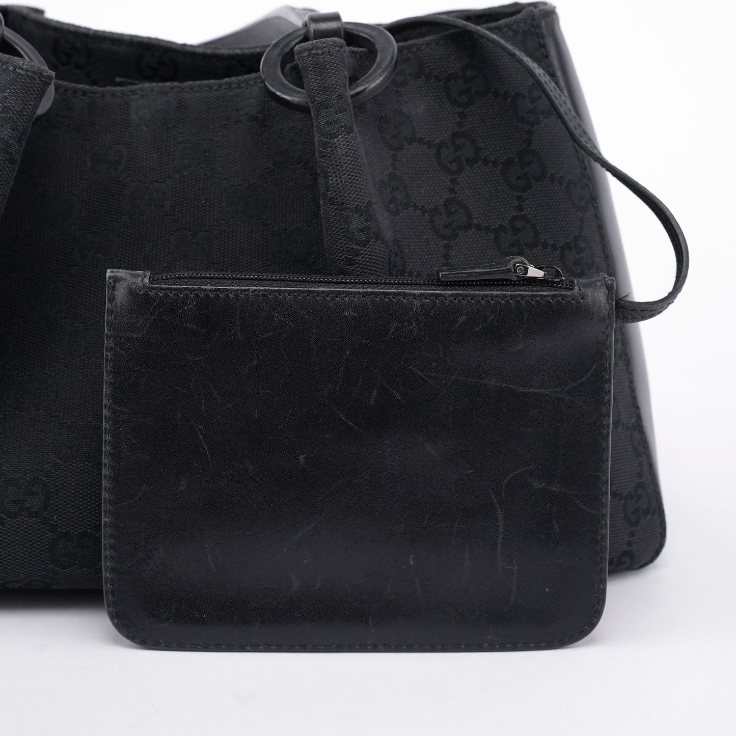 Black GG Canvas Calfskin Tote
