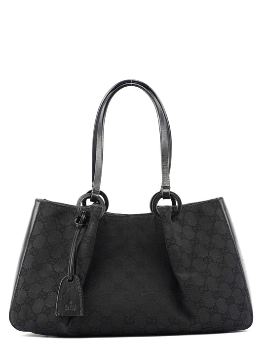 Black GG Canvas Calfskin Tote