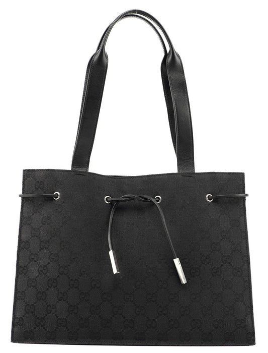Black GG Canvas Drawstring Tote