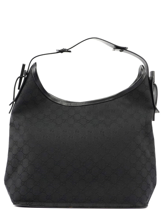 Black GG Canvas Leather Shoulder