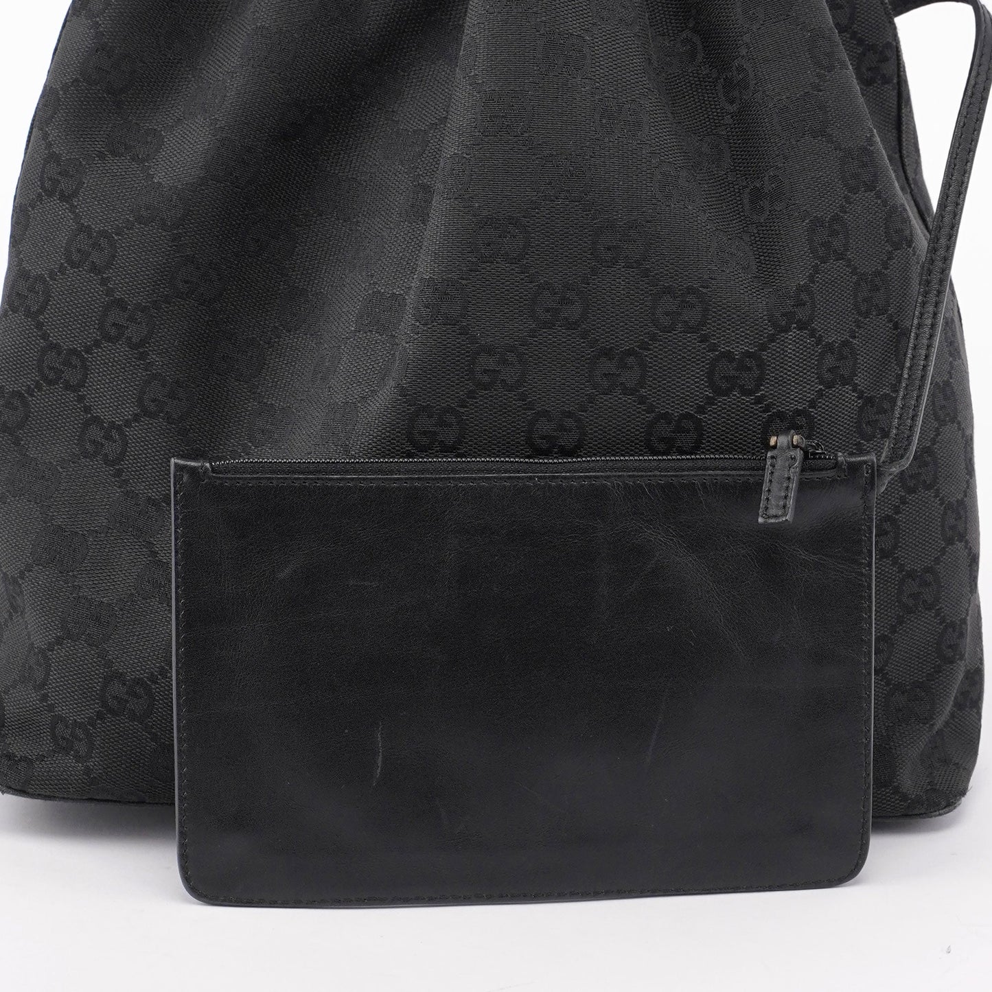Black GG Drawstring Shoulder Bag