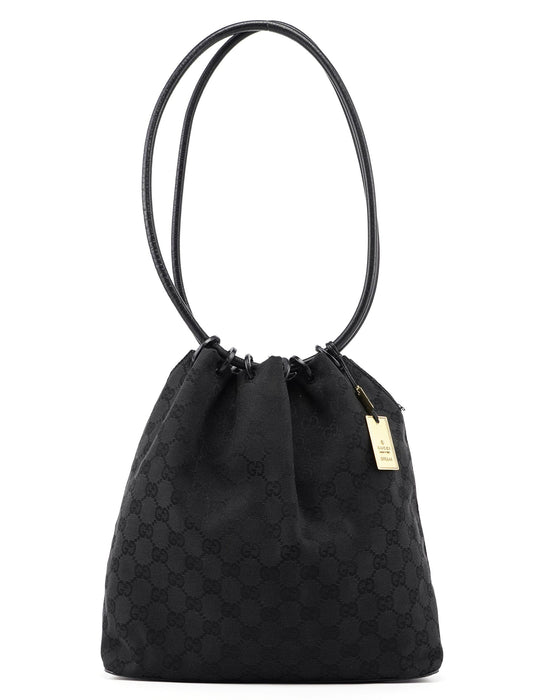 Black GG Drawstring Shoulder Bag