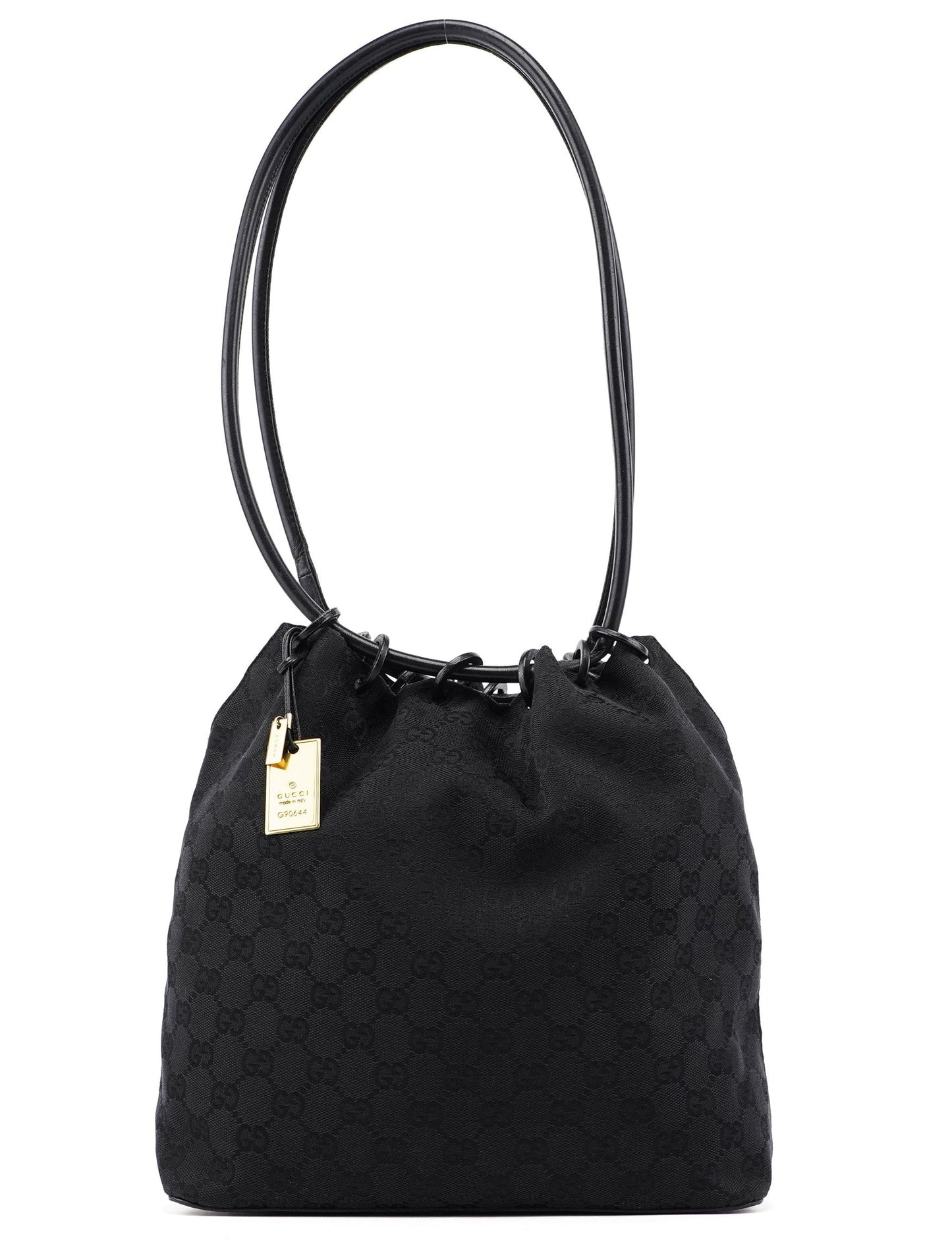 Black GG Drawstring Shoulder Bag