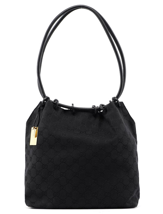 Black GG Drawstring Shoulder Bag