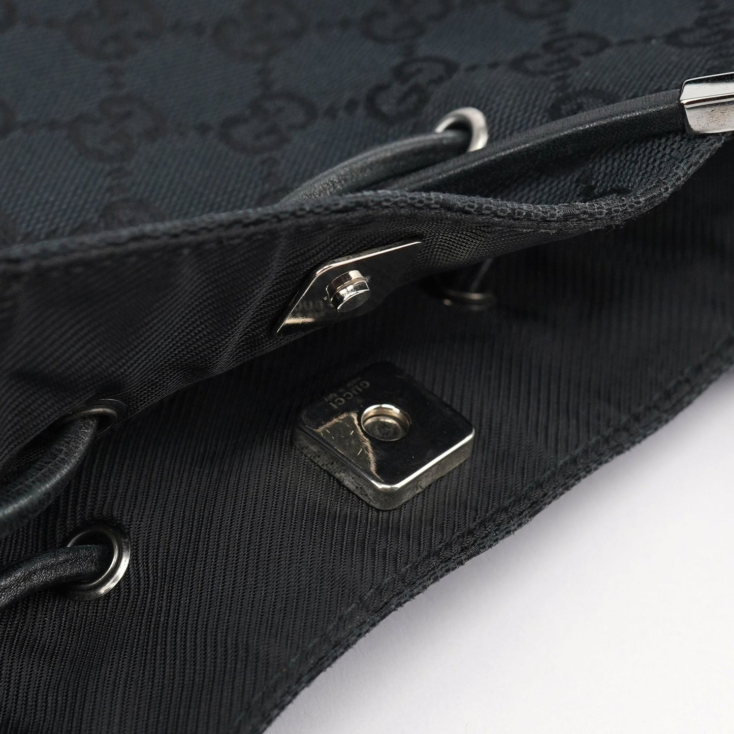 Black GG Drawstring Tote Bag