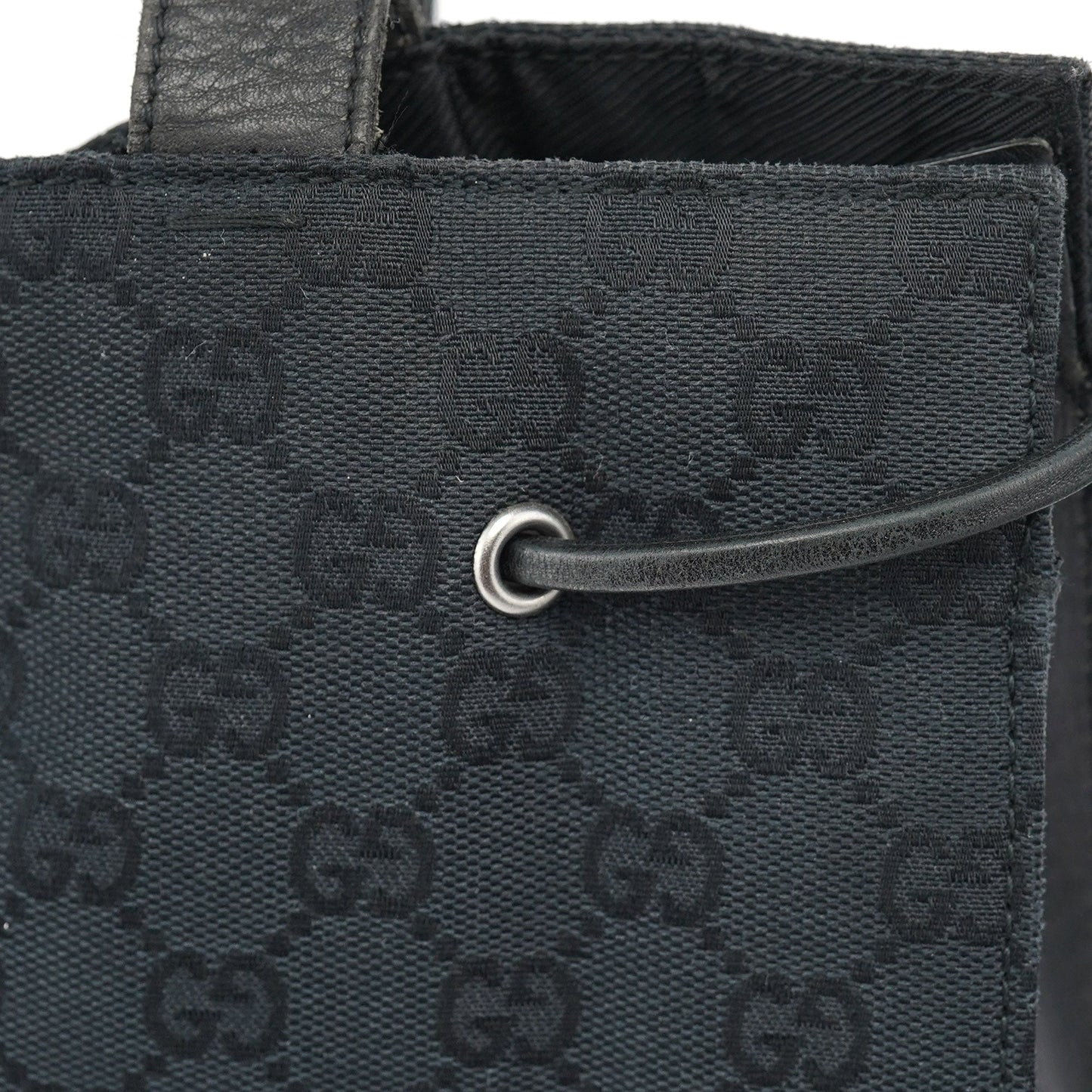 Black GG Drawstring Tote Bag