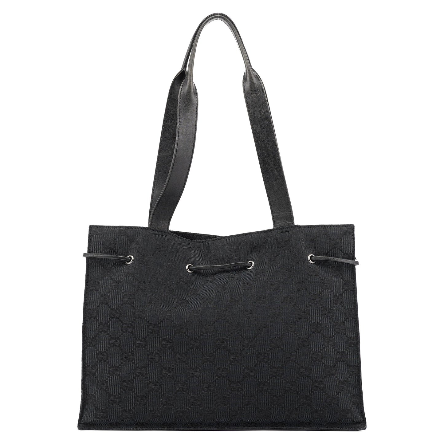 Black GG Drawstring Tote Bag