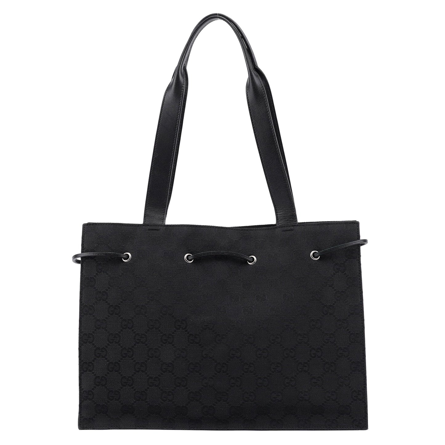Black GG Drawstring Tote Bag
