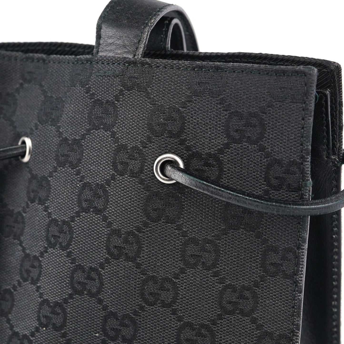 Black GG Drawstring Tote Bag