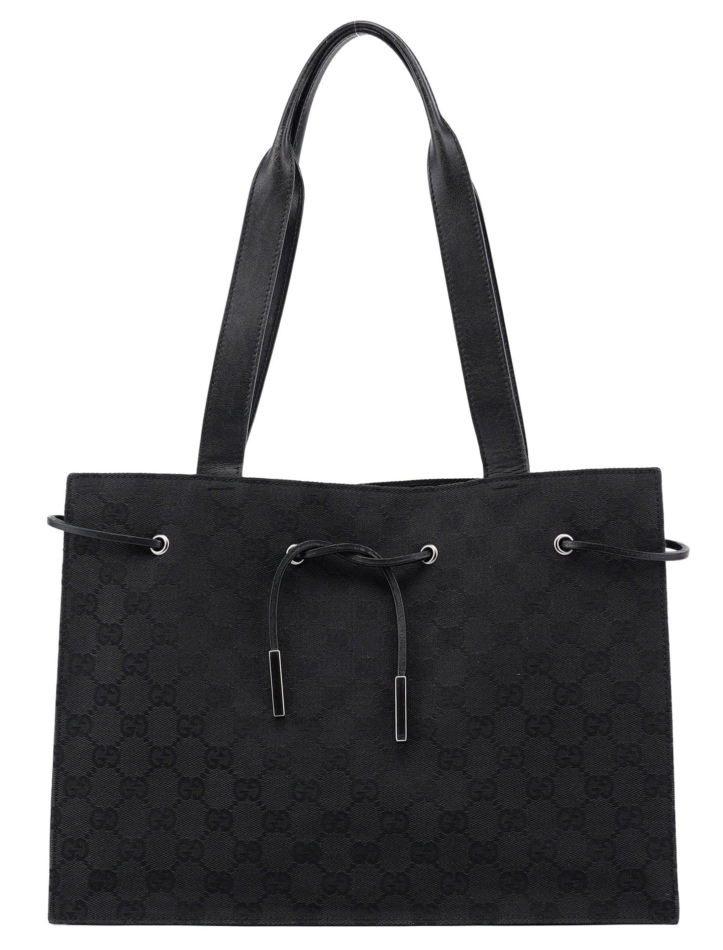 Black GG Drawstring Tote Bag