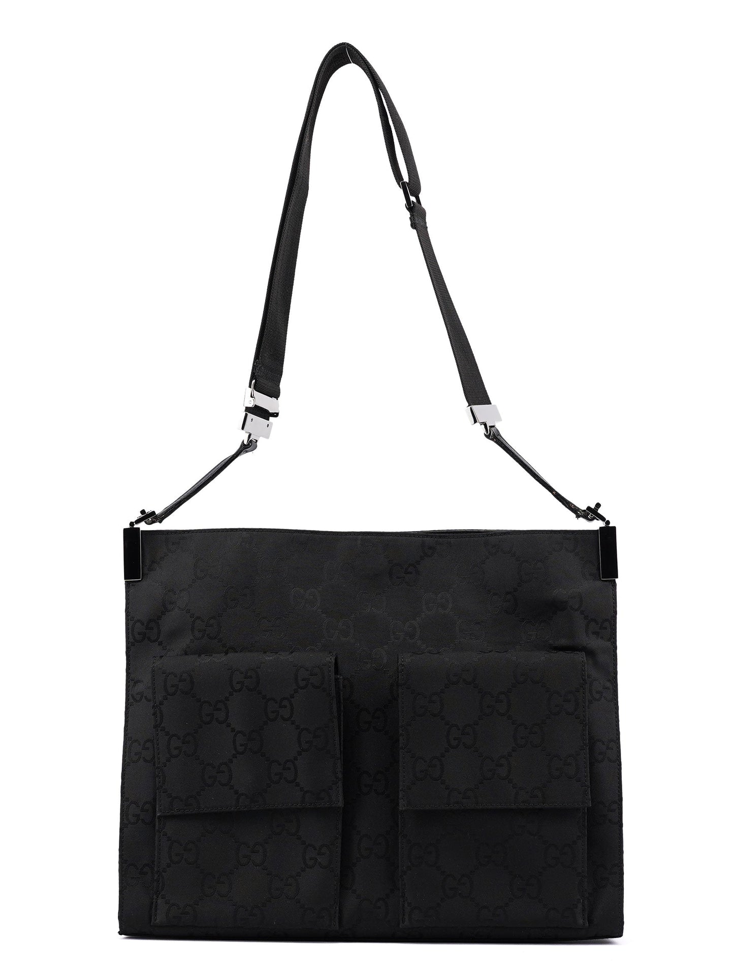 Black GG Dual Pocket Shoulder Bag
