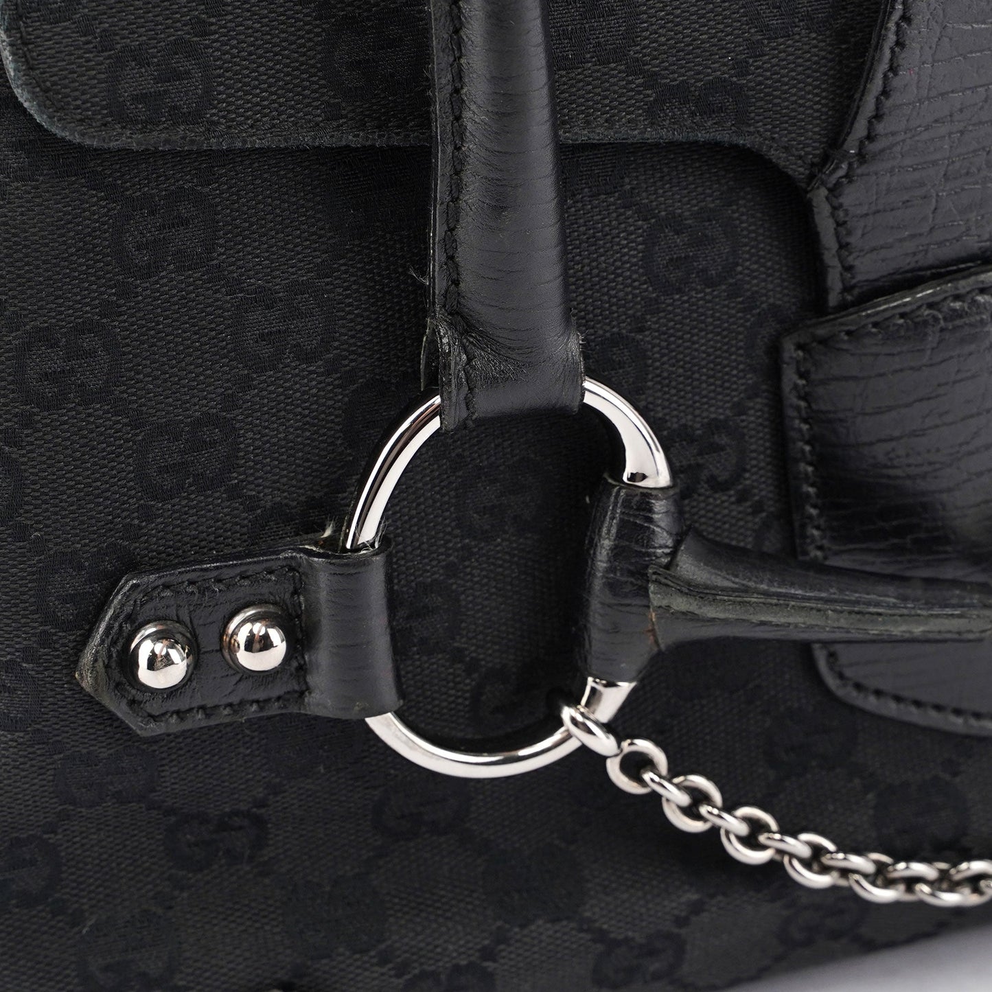 Black GG Horsebit Handbag