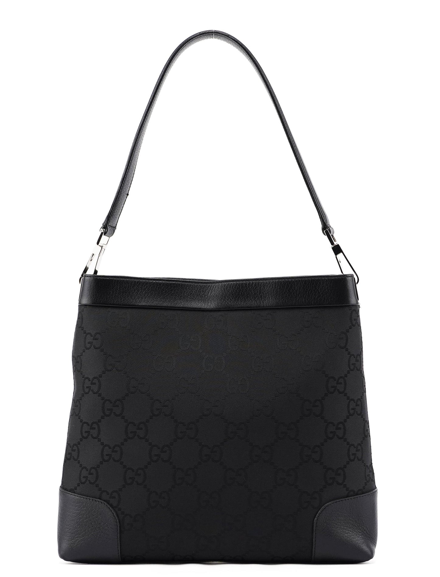 Black GG Leather Trim Shoulder Bag