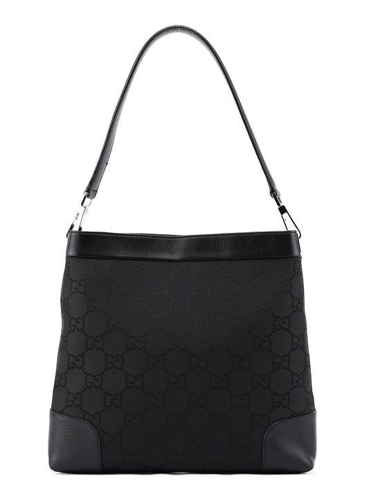 Black GG Leather Trim Shoulder Bag